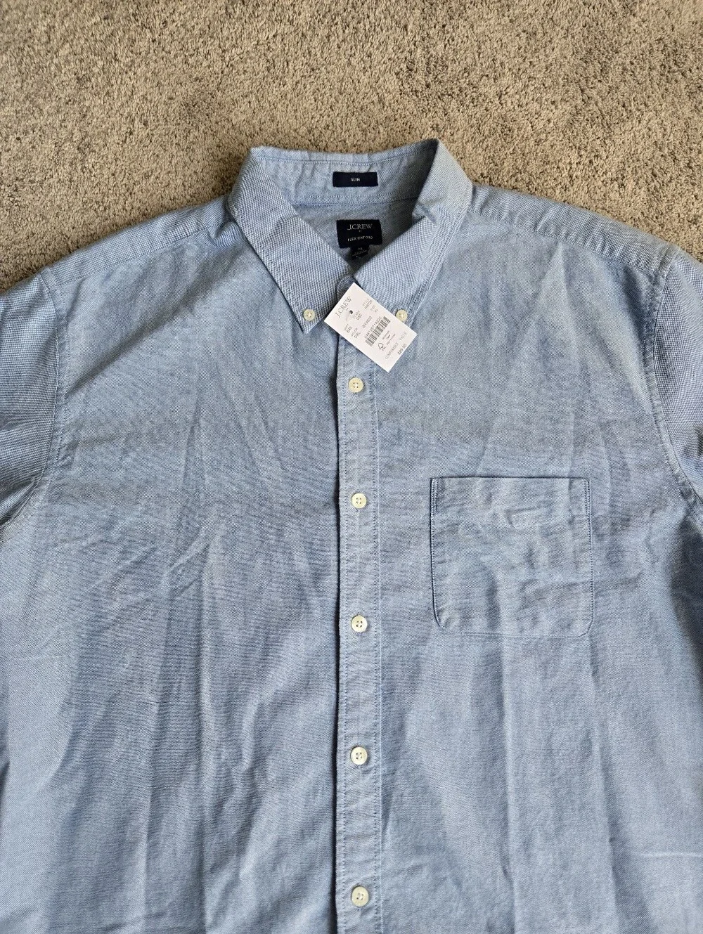 J.Crew Light Blue Men’s Button-Down Fkex Oxford Shirt Slim XL